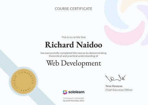 Learning Web Development with sololearn